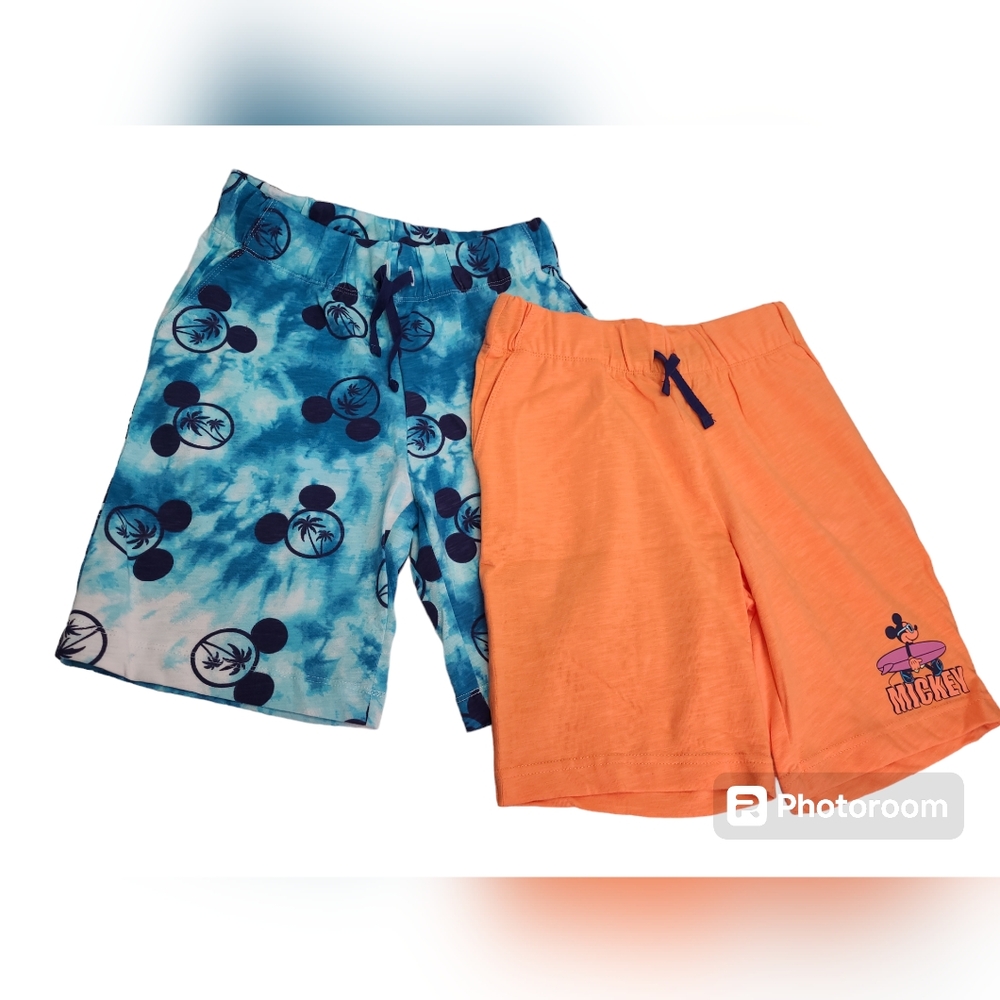 Amazon Essentials Disney | Mickey Boy's Blue & Orange Shorts Large (10) 2-Pack